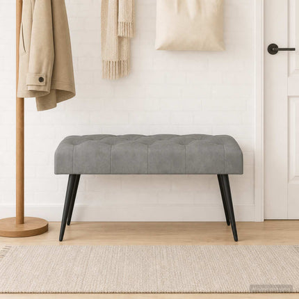 Bänk med knappar Ljusgrå 80 x 40 x 46 cm Sammet