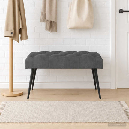 Bänk med knappar Mörkgrå 80 x 40 x 46 cm Sammet