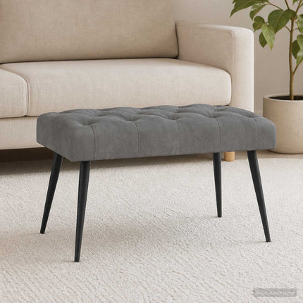 Bänk med knappar Mörkgrå 80 x 40 x 46 cm Sammet