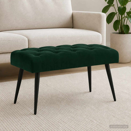 Bänk med knappar Mörkgrön 80 x 40 x 46 cm Sammet