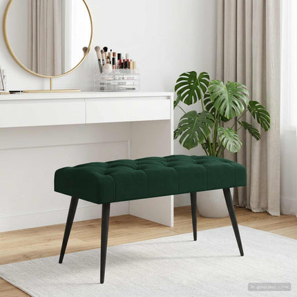 Bänk med knappar Mörkgrön 80 x 40 x 46 cm Sammet