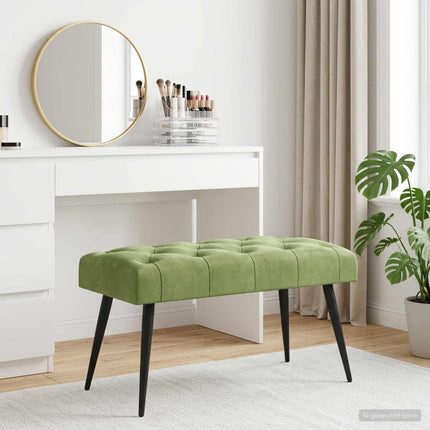 Bänk med knappar Ljusgrön 80 x 40 x 46 cm Sammet