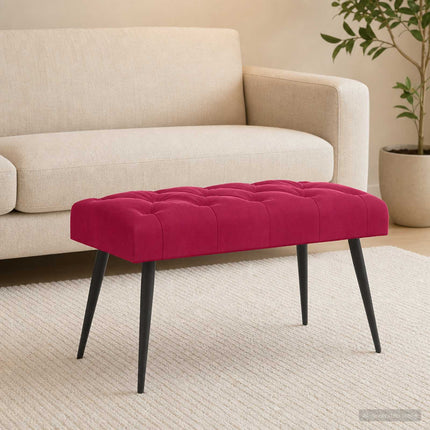 Bänk med knappar Vinröd 80 x 40 x 46 cm Sammet