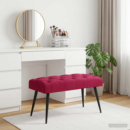 Bänk med knappar Vinröd 80 x 40 x 46 cm Sammet