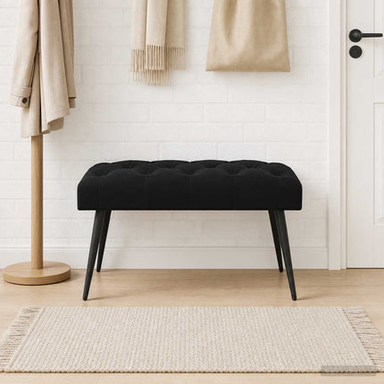 Bänk med knappar Svart 80 x 40 x 46 cm Sammet