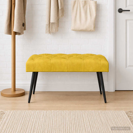 Bänk med knappar Gul 80 x 40 x 46 cm Sammet