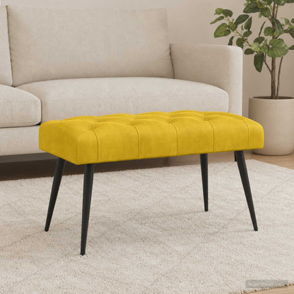 Bänk med knappar Gul 80 x 40 x 46 cm Sammet