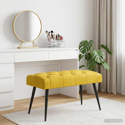 Bänk med knappar Gul 80 x 40 x 46 cm Sammet