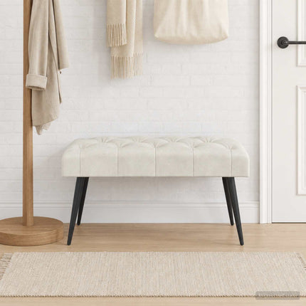 Bänk med knappar Gräddvit 80 x 40 x 46 cm Sammet