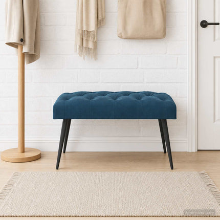 Bänk med knappar Blå 80 x 40 x 46 cm Sammet