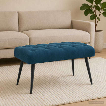 Bänk med knappar Blå 80 x 40 x 46 cm Sammet