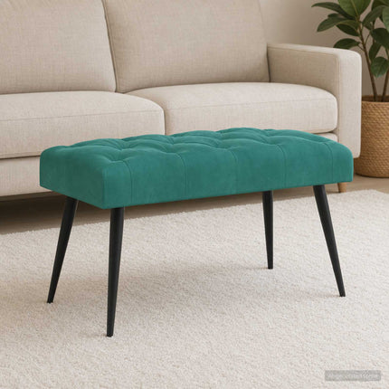 Bänk med knappar Turkos 80 x 40 x 46 cm Sammet