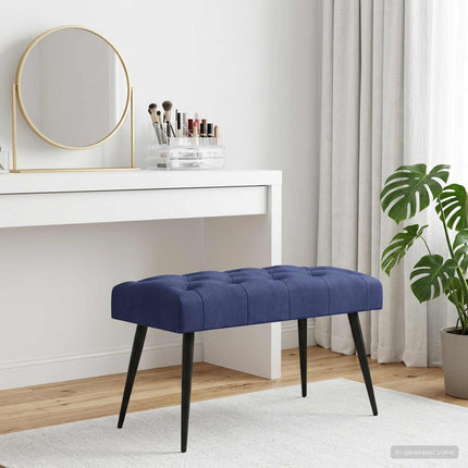 Bänk med knappar Polisblå 80 x 40 x 46 cm Sammet