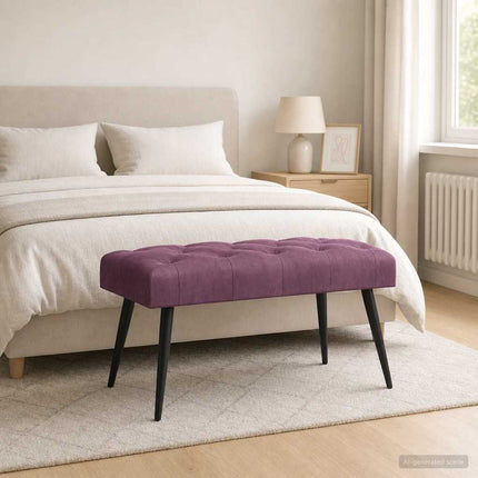 Bänk med knappar Lila 80 x 40 x 46 cm Sammet