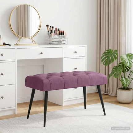 Bänk med knappar Lila 80 x 40 x 46 cm Sammet