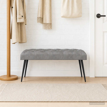 Bänk med knappar Ljusgrå 110 x 40 x 46 cm Sammet