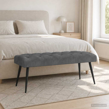 Bänk med knappar Mörkgrå 110 x 40 x 46 cm Sammet