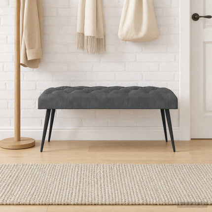 Bänk med knappar Mörkgrå 110 x 40 x 46 cm Sammet