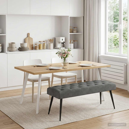 Bänk med knappar Mörkgrå 110 x 40 x 46 cm Sammet