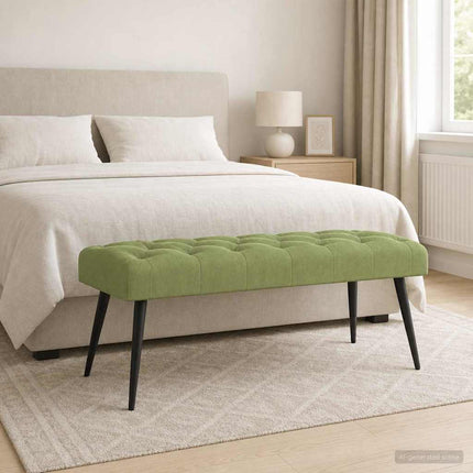 Bänk med knappar Ljusgrön 110 x 40 x 46 cm Sammet