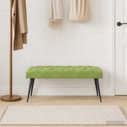 Bänk med knappar Ljusgrön 110 x 40 x 46 cm Sammet
