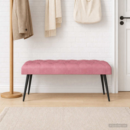 Bänk med knappar Rosa 110 x 40 x 46 cm Sammet
