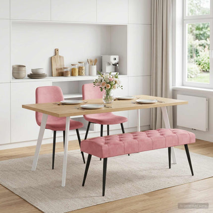 Bänk med knappar Rosa 110 x 40 x 46 cm Sammet