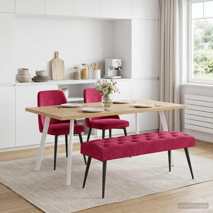 Bänk med knappar Vinröd 110 x 40 x 46 cm Sammet