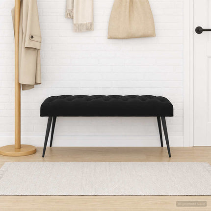 Bänk med knappar Svart 110 x 40 x 46 cm Sammet