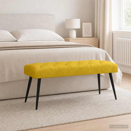 Bänk med knappar Gul 110 x 40 x 46 cm Sammet