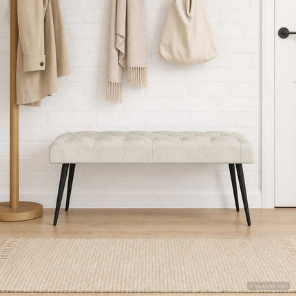 Bänk med knappar Gräddvit 110 x 40 x 46 cm Sammet