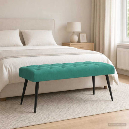 Bänk med knappar Turkos 110 x 40 x 46 cm Sammet