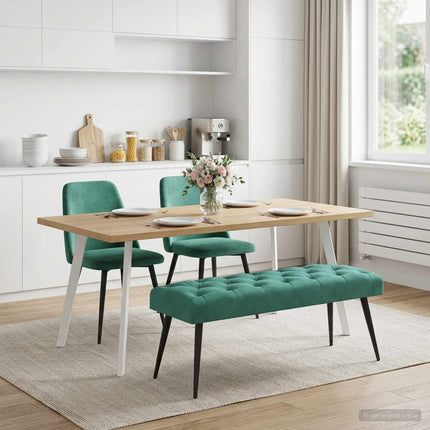 Bänk med knappar Turkos 110 x 40 x 46 cm Sammet
