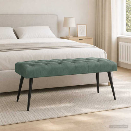 Bänk med knappar Havgrön 110 x 40 x 46 cm Sammet