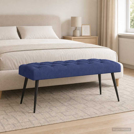 Bänk med knappar Polisblå 110 x 40 x 46 cm Sammet