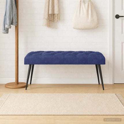 Bänk med knappar Polisblå 110 x 40 x 46 cm Sammet