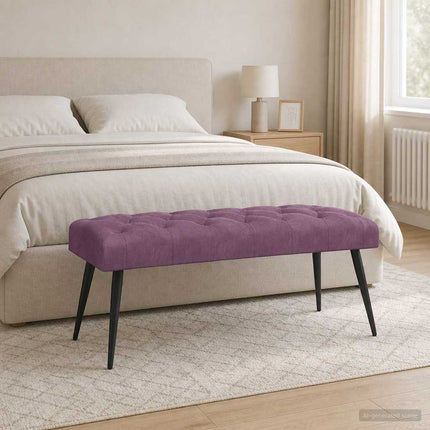Bänk med knappar Lila 110 x 40 x 46 cm Sammet