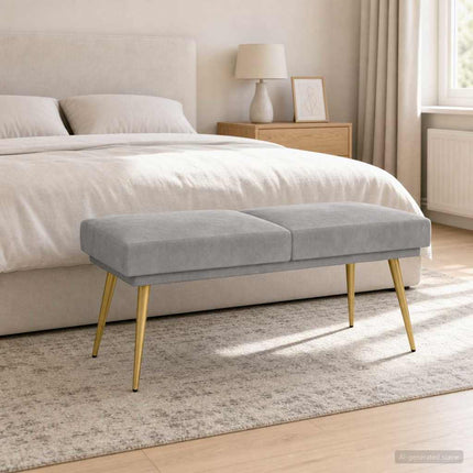 Dubbel-lager bänk Ljusgrå 120 x 45 x 46 cm Sammet