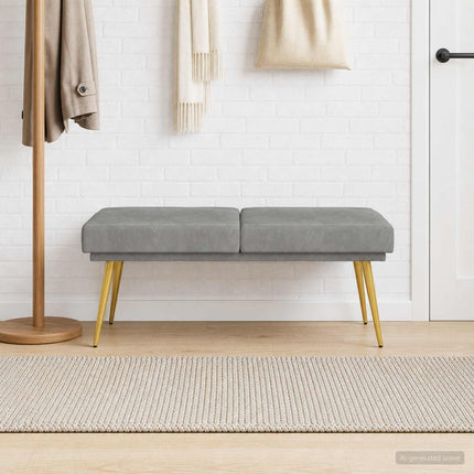 Dubbel-lager bänk Ljusgrå 120 x 45 x 46 cm Sammet