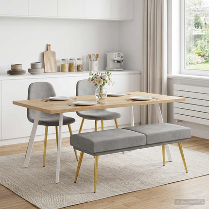 Dubbel-lager bänk Ljusgrå 120 x 45 x 46 cm Sammet