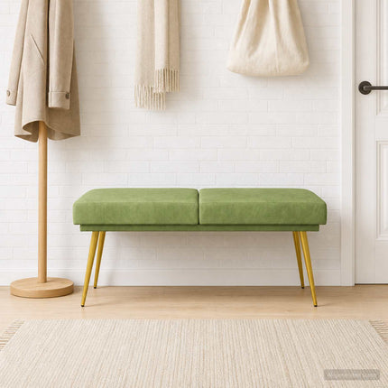 Dubbel-lager bänk Ljusgrön 120 x 45 x 46 cm Sammet