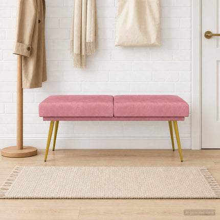 Dubbel-lager bänk Rosa 120 x 45 x 46 cm Sammet
