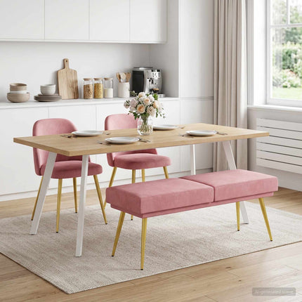 Dubbel-lager bänk Rosa 120 x 45 x 46 cm Sammet