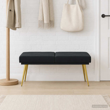 Dubbel-lager bänk Svart 120 x 45 x 46 cm Sammet