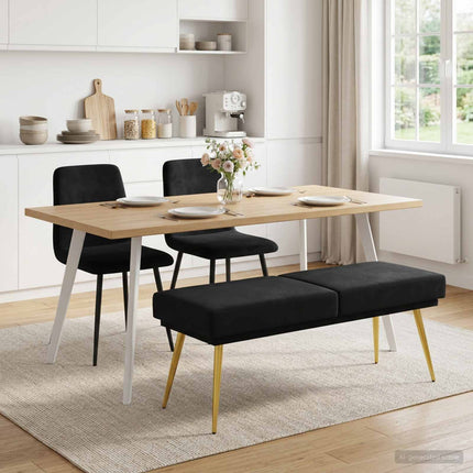 Dubbel-lager bänk Svart 120 x 45 x 46 cm Sammet