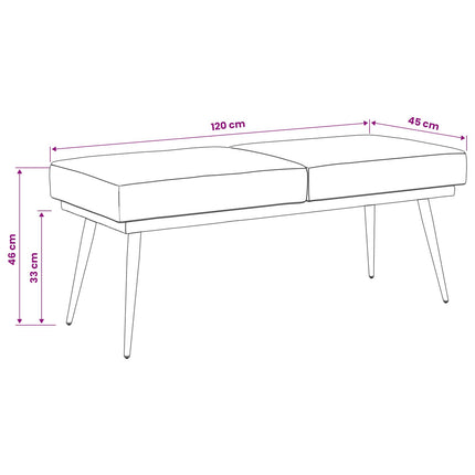 Dubbel-lager bänk Gul 120 x 45 x 46 cm Sammet