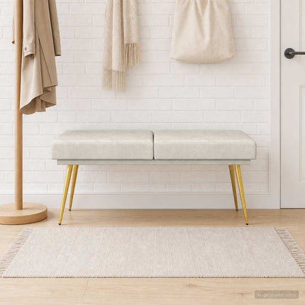 Dubbel-lager bänk Gräddvit 120 x 45 x 46 cm Sammet