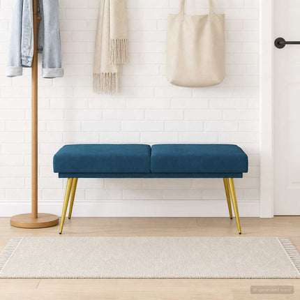 Dubbel-lager bänk Blå 120 x 45 x 46 cm Sammet