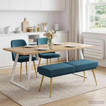 Dubbel-lager bänk Blå 120 x 45 x 46 cm Sammet