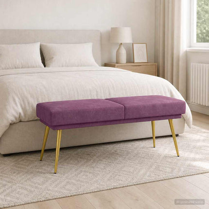 Dubbel-lager bänk Lila 120 x 45 x 46 cm Sammet